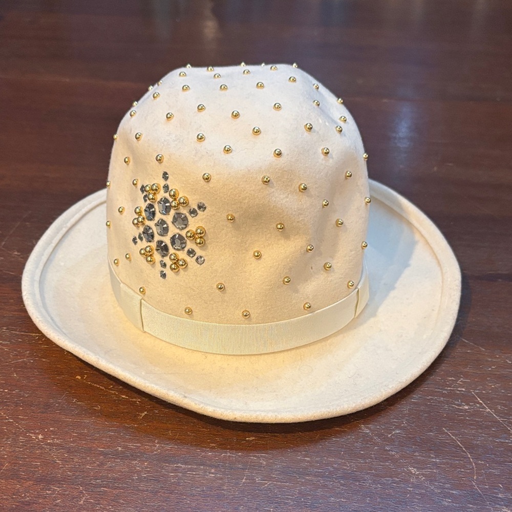Vintage‎ Elegant Cream Studded Women's Hat